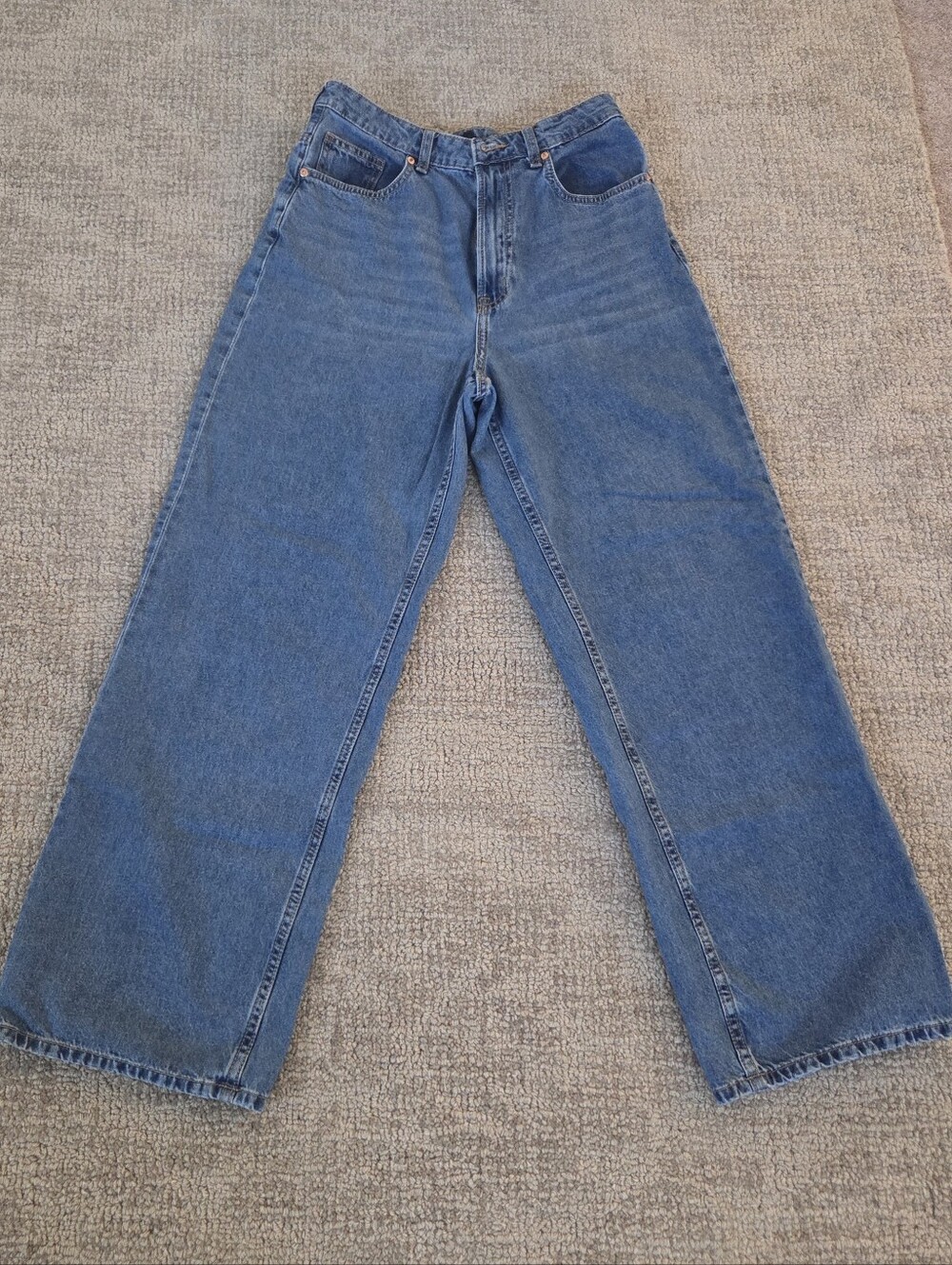 H&M Wide Leg High Waist Baggy Jeans Medium Blue Wash